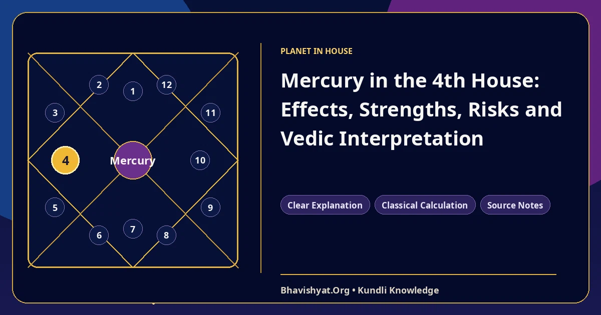 Mercury in the 4th House: Effects, Strengths, Risks and Vedic Interpretation — Bhavishyat.Org Vedic astrology knowledge article