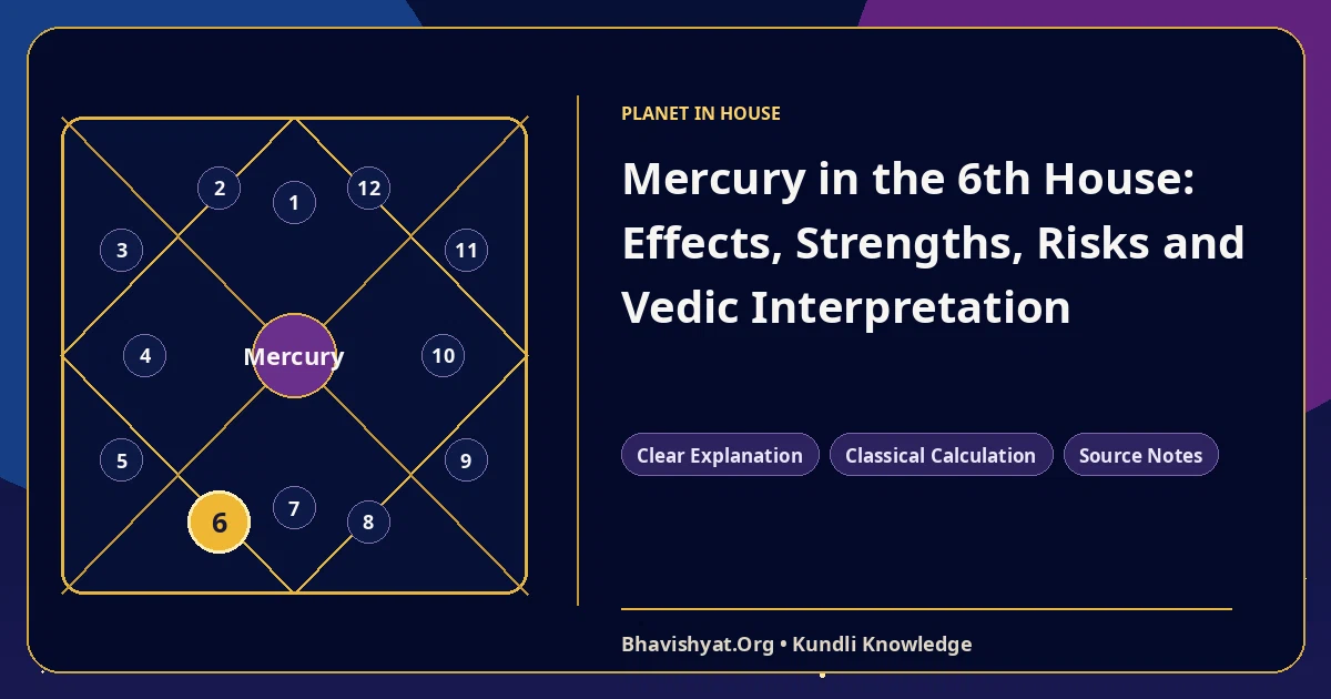 Mercury in the 6th House: Effects, Strengths, Risks and Vedic Interpretation — Bhavishyat.Org Vedic astrology knowledge article