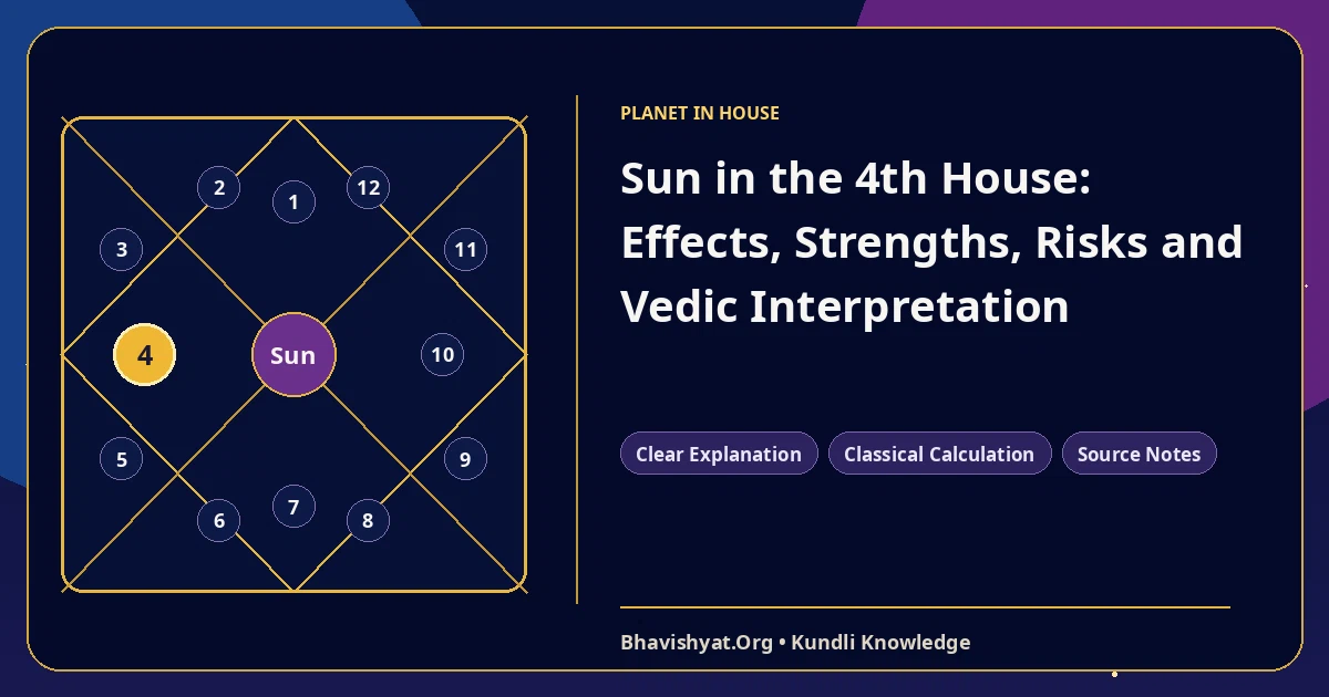 Sun in the 4th House: Effects, Strengths, Risks and Vedic Interpretation — Bhavishyat.Org Vedic astrology knowledge article