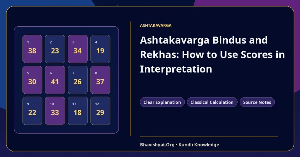 Ashtakavarga Bindus and Rekhas: How to Use Scores in Interpretation — Bhavishyat.Org Vedic astrology knowledge article
