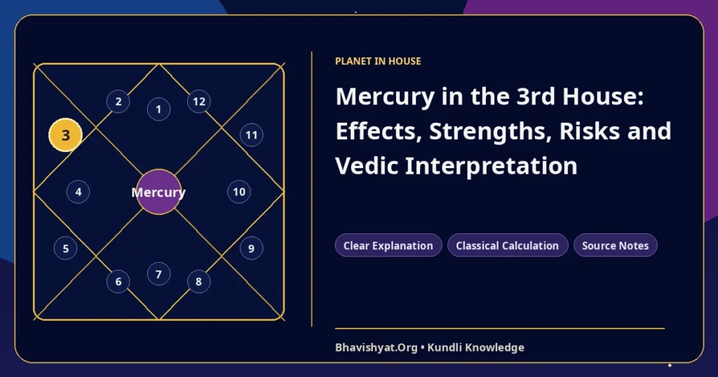 Mercury in the 3rd House: Effects, Strengths, Risks and Vedic Interpretation — Bhavishyat.Org Vedic astrology knowledge article