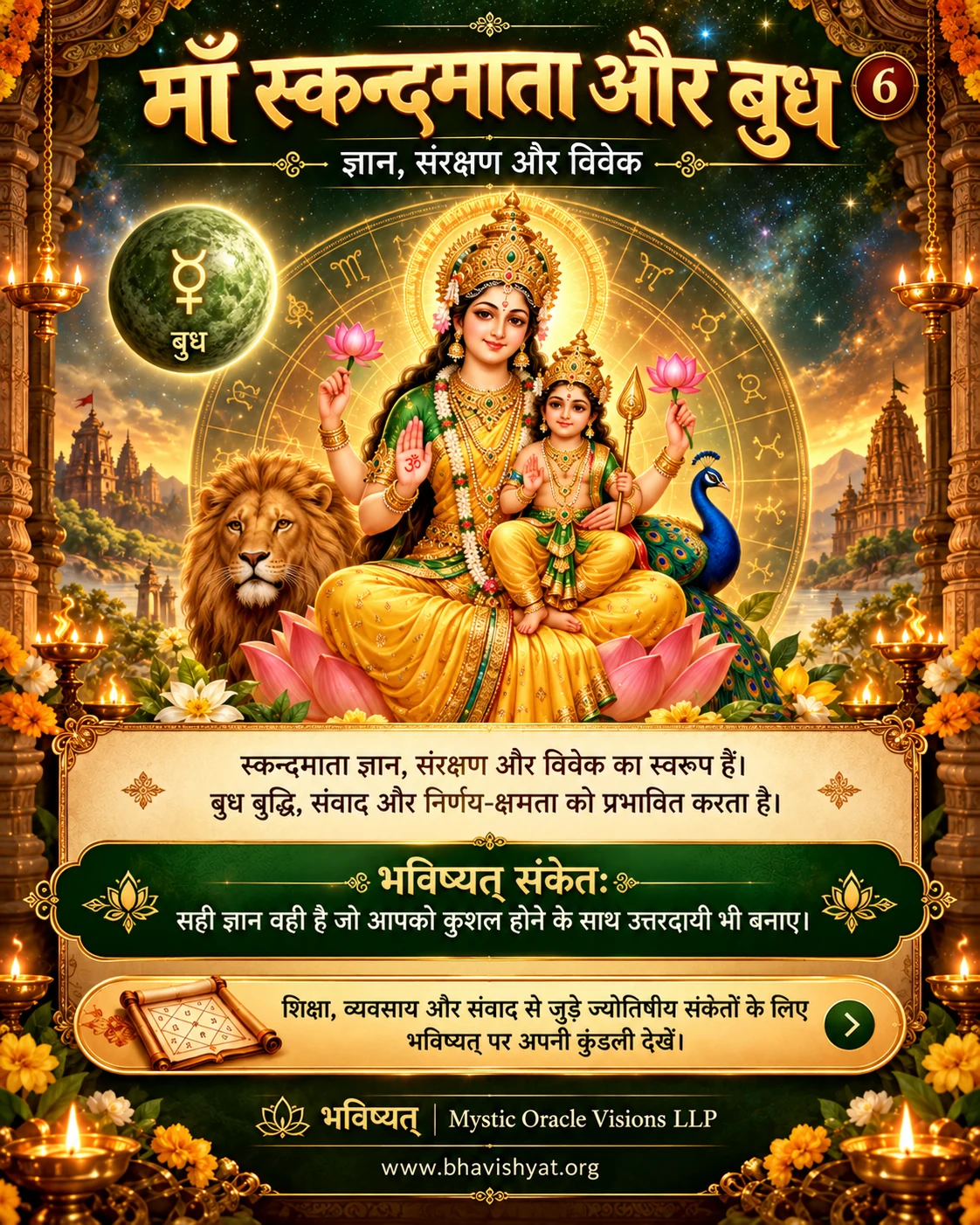 माँ स्कन्दमाता — बुध · ज्ञान और विवेक